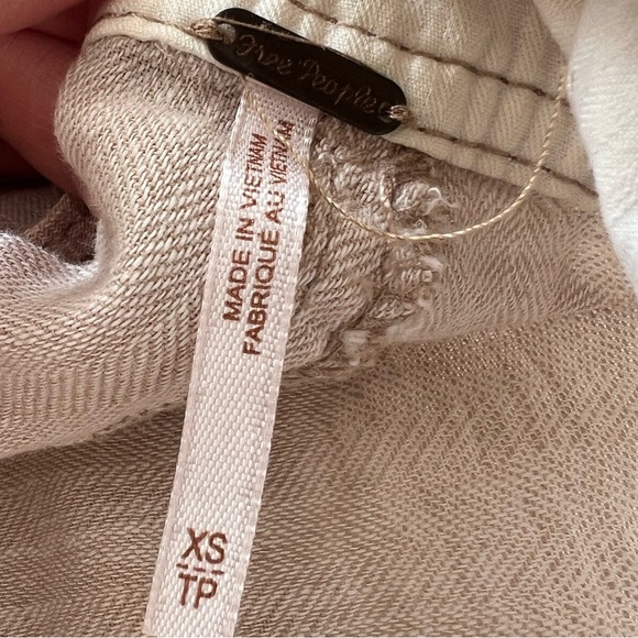 Free People Tan Linen Tie String Overalls [Sz. XS] - Picture 4 of 6